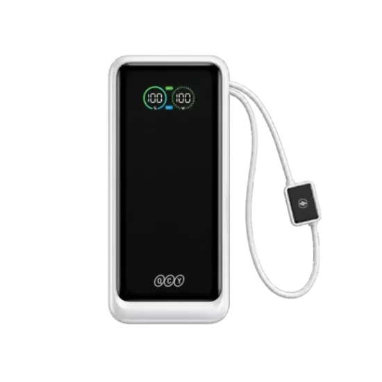 Picture of QCY HyperCharge PB20E 20000mAh 65W Power Bank with TFT Display & Built-in Cables